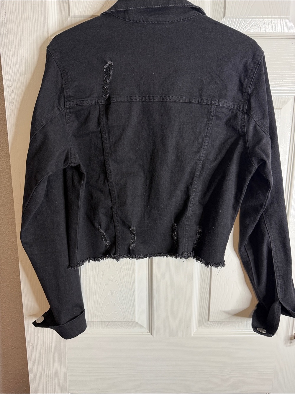 VIP Black Distressed Cropped Jean Jacket - Picture 4 of 4